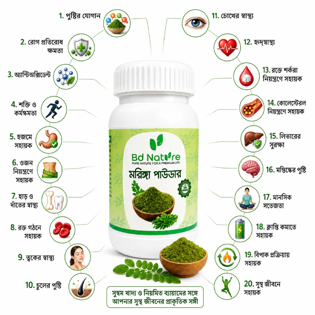 সজিনা পাতার গুঁড়া | Moringa Powder শরীরের যত্নে বিশুদ্ধ মরিঙ্গা পাউডার মরিঙ্গা পাউডার